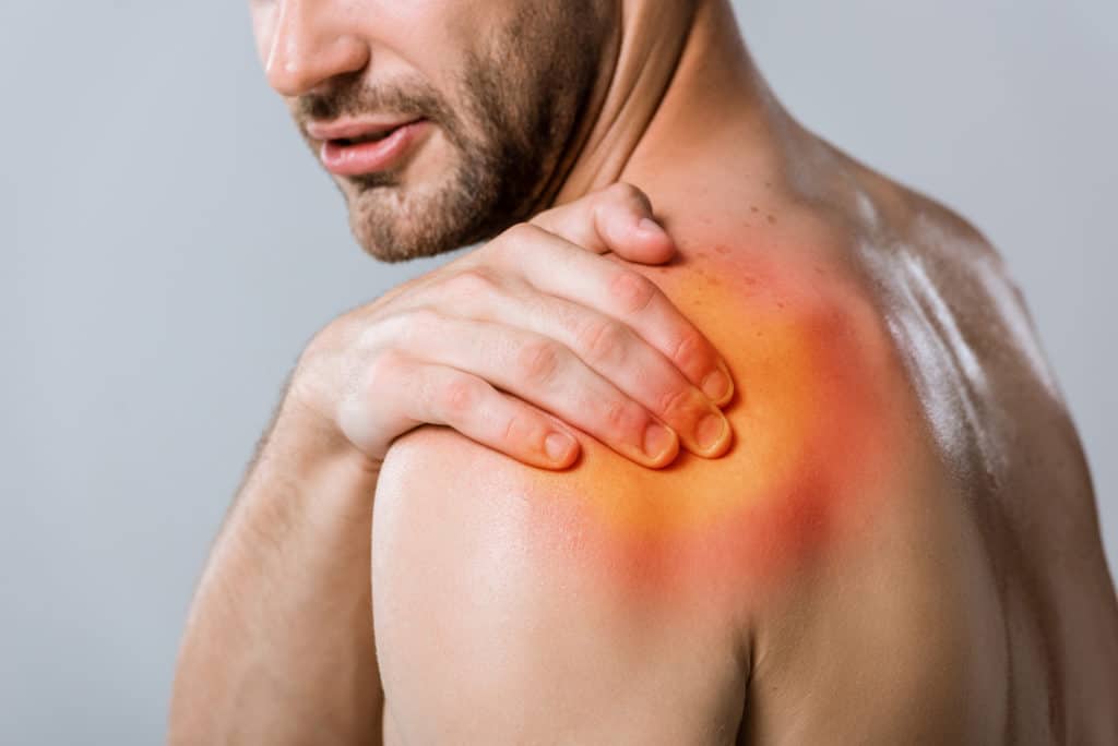 Man in pain due to shoulder